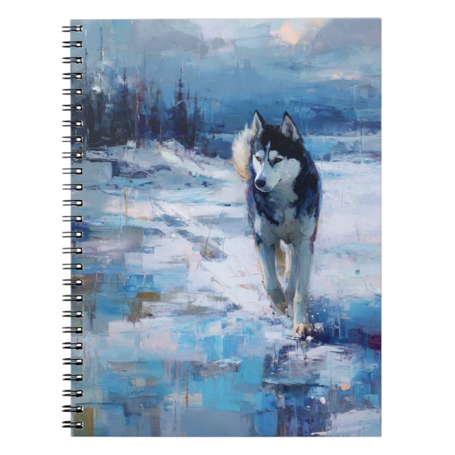 Husky in Winter Landscape Notebook (Front)