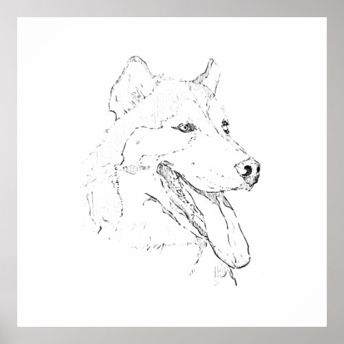 Husky Ink Wall Art – Minimalist Dog Line Drawing