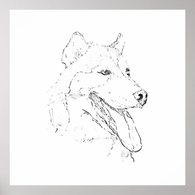 Husky Ink Wall Art – Minimalist Dog Line Drawing (Front)