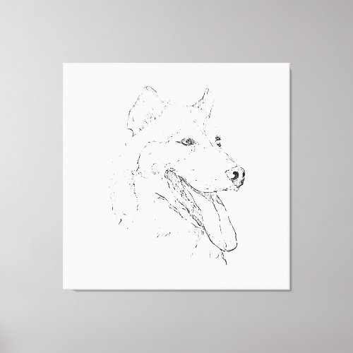 Husky Ink Wall Art – Minimalist Dog Line Drawing