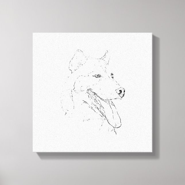 Husky Ink Wall Art – Minimalist Dog Line Drawing (Front)