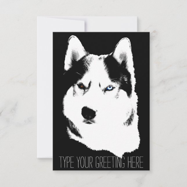 Husky Invitations Personalized Siberian Husky Card (Front)