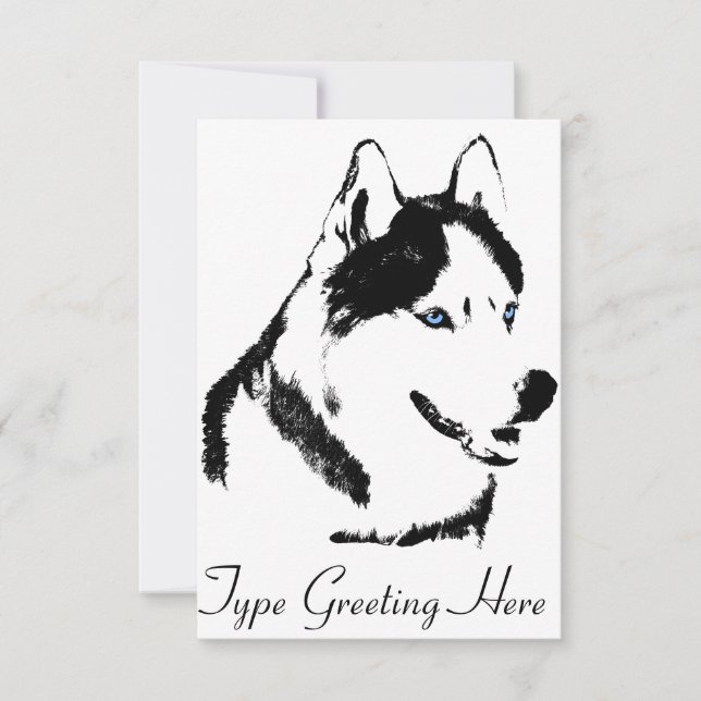 Husky Invitations Personalized Siberian Husky Card (Front)