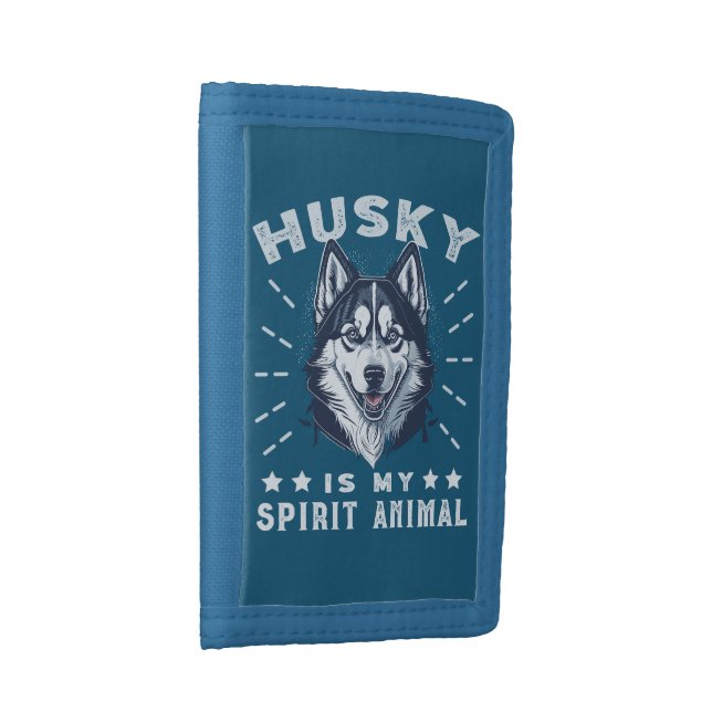 Husky Is My Spirit Animal Majestic Husky Dog Trifold Wallet (Side)