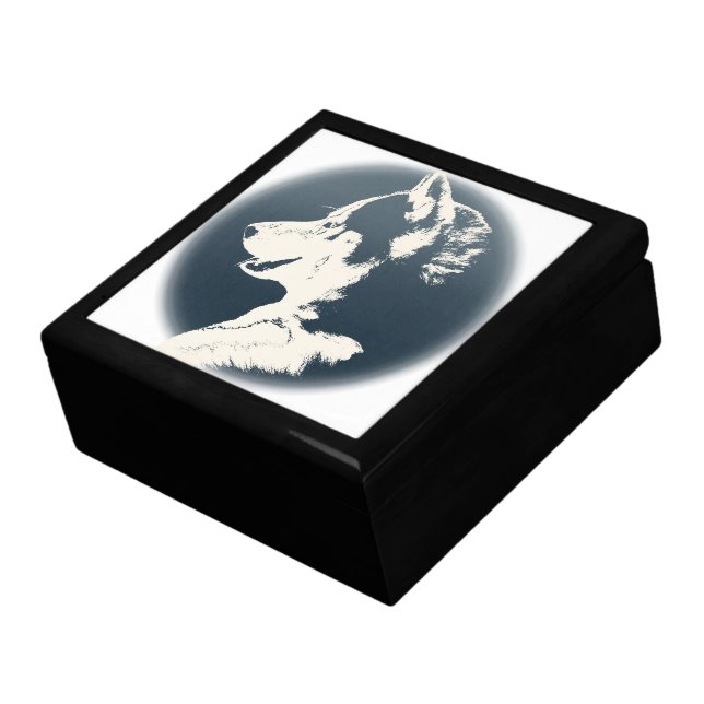 Husky Jewelry Box Siberian Husky Pup Sled Dog Box (Side)