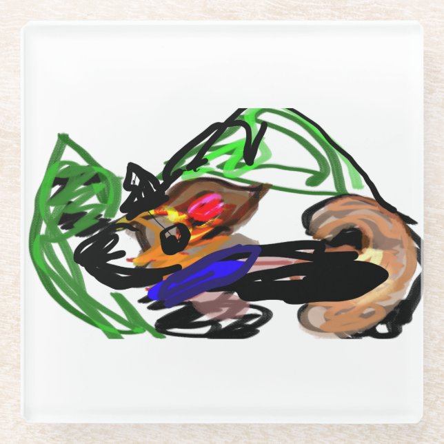 Husky joy glass coaster (Front)