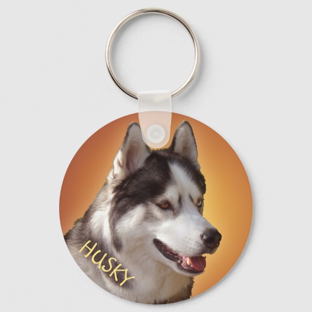 Husky Key Chains Bi-Eye Sled Dog Keychains Custom (Front)