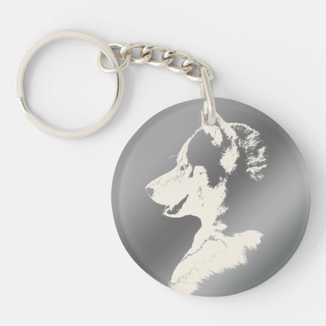 Husky Keychain Husky Malamute Keychain Customize (Front)