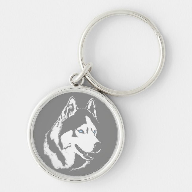 Husky Keychain Siberian Husky Malamute Dog Gifts (Front)