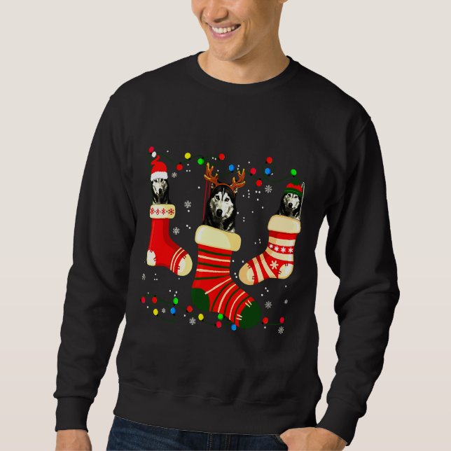 Husky Light Socks Xmas Sweatshirt (Front)