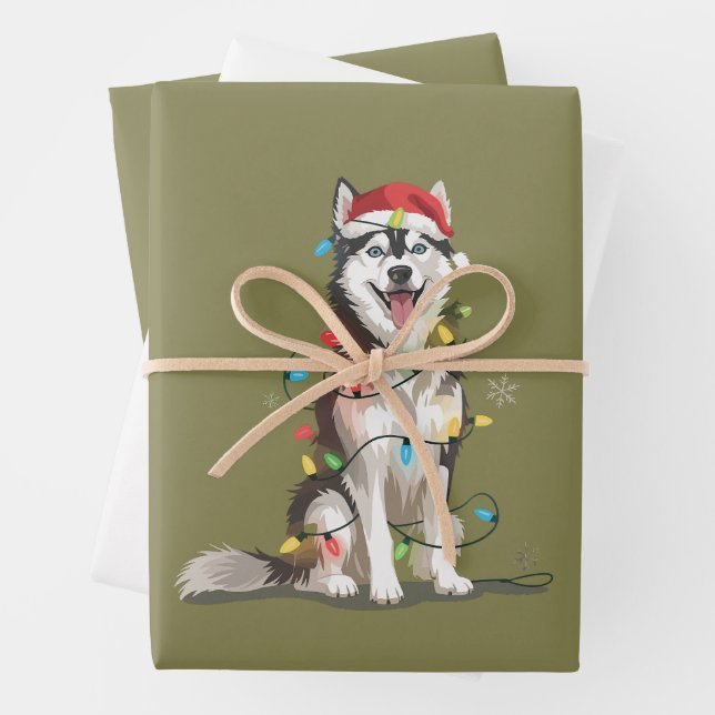 Husky Lover Christmas Siberian Xmas Dog Mom  Wrapping Paper Sheets (In situ)