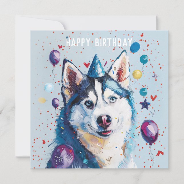 Husky / Malamute Birthday card (Front)