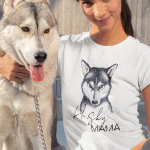 Husky Mama Cute Watercolor Dog lover T-Shirt