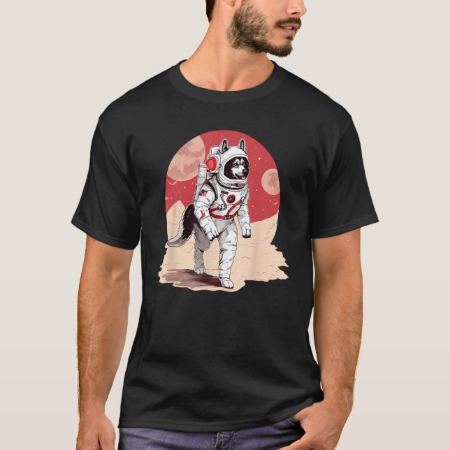 Husky Mars Funny Dog Astronaut T-Shirt (Front)