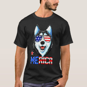 Husky Merica Men Women American Flag T-Shirt