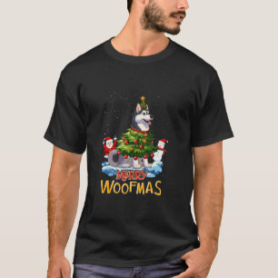 Husky Merry Christmas Tree Lights Dog X Mas Dogs W T-Shirt