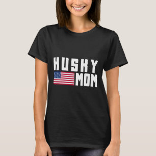 Husky Mom American Flag T-Shirt