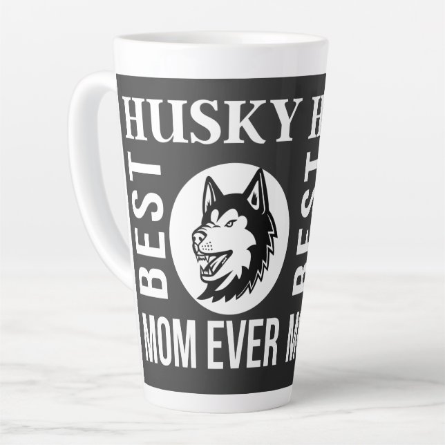 Husky Mom, Dog Mom, Husky Gift    Latte Mug (Left Angle)