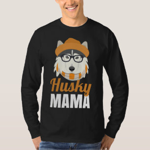 Husky Mom Dog Owner Hat Glasses Scarf Mama T-Shirt