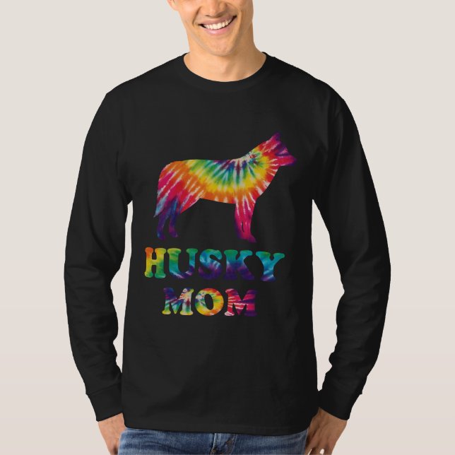 Husky Mom Funny Dog Mom Tie Dye Style Mother Day T-Shirt (Front)