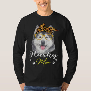 Husky Mom Leopard Print Dog T-Shirt