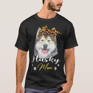 Husky Mom Leopard Print Dog T-Shirt