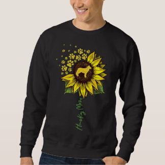 Husky Mom Sunflower Siberian Husky Dog Mom Mam Sweatshirt