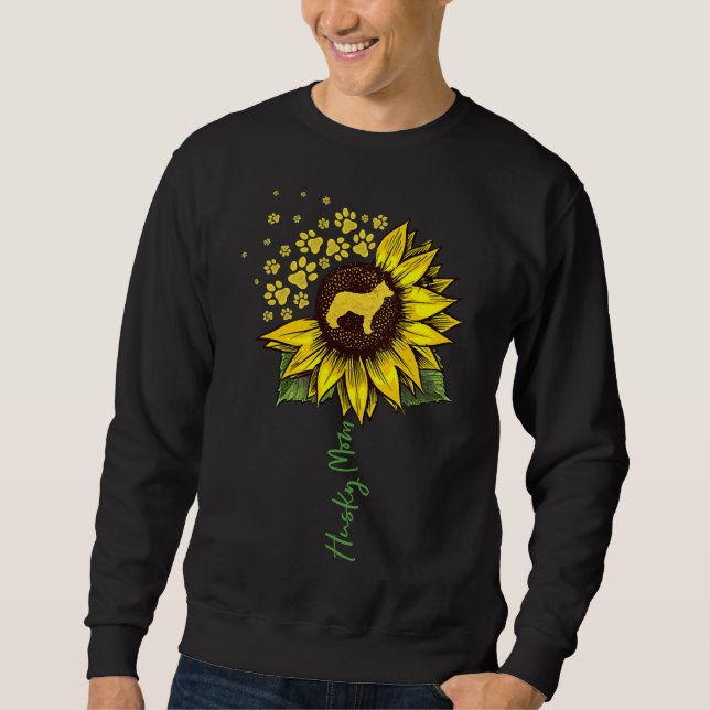 Husky Mom Sunflower Siberian Husky     Dog Mom Mam Sweatshirt (Front)