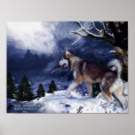 Husky - Mountain Spirit Art Poster/Print Poster