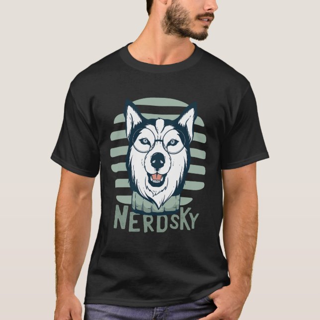 Husky Nerd With Glasses T-Shirt (Front)