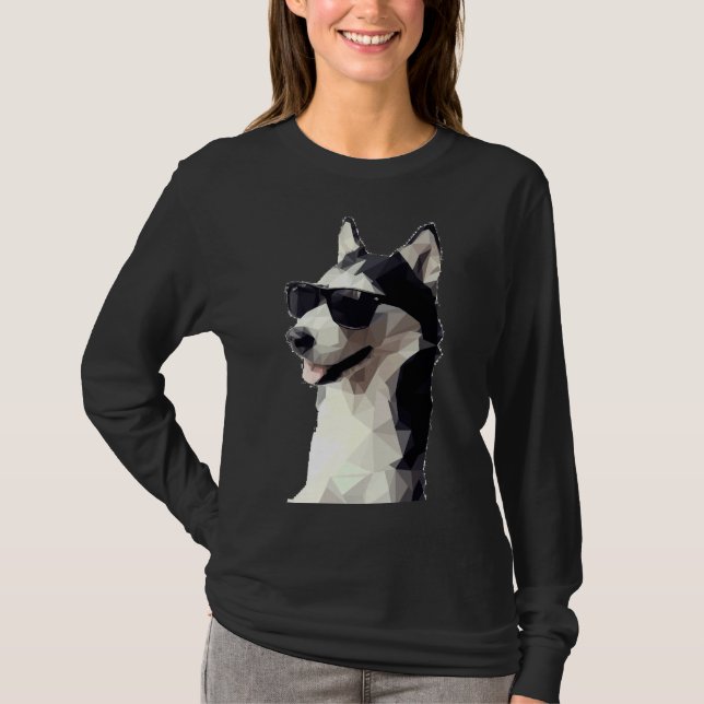 Husky On Sun Glasses T-Shirt (Front)