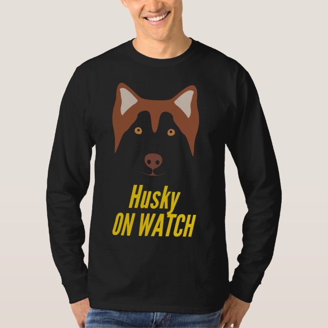 Husky On Watch Head Of Siberian Husky T-Shirt (Front)