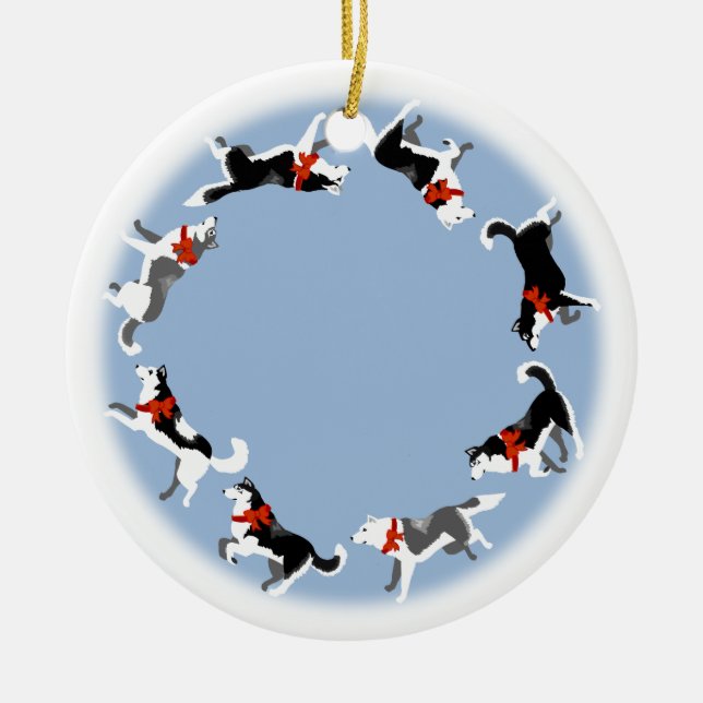 Husky Ornament Personalized Sled Dog Decoration (Front)