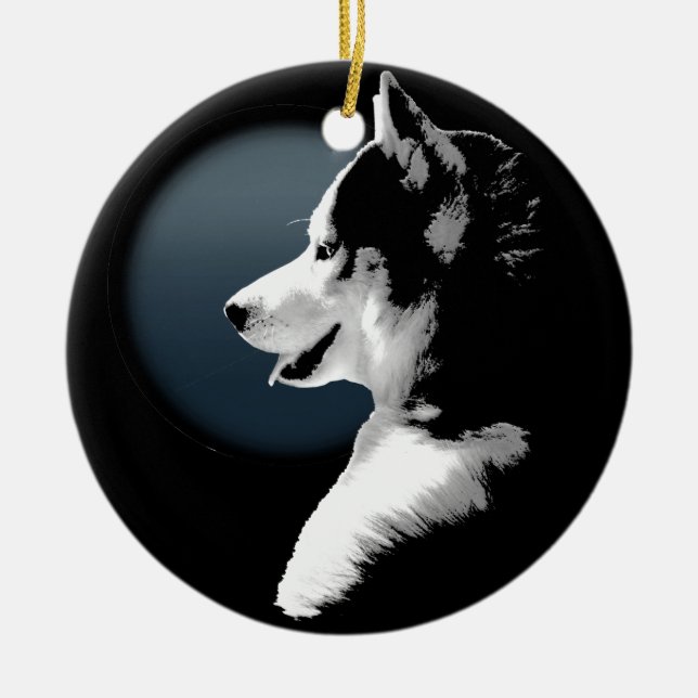 Husky Ornament Personalized Wolf Dog Decoration (Front)