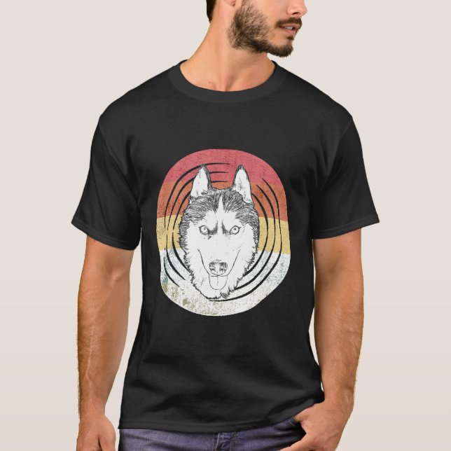 Husky Owner Gift Mom Dog Lover Retro Siberian Husk T-Shirt (Front)