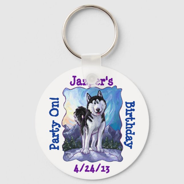 Husky Party Center Keychain (Front)