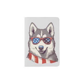 Husky, Patriotic Siberian Husky Passport Holder