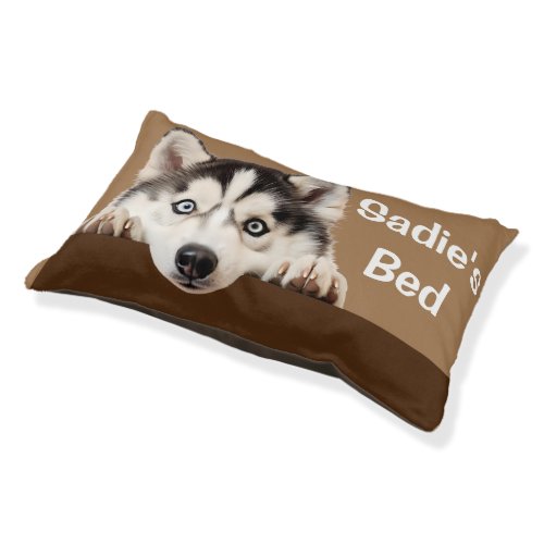 Husky Peeking Puppy Dog Pillow Bed