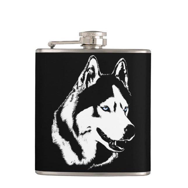 Husky Personalized Flask Husky Dog Drink Flask (Front)