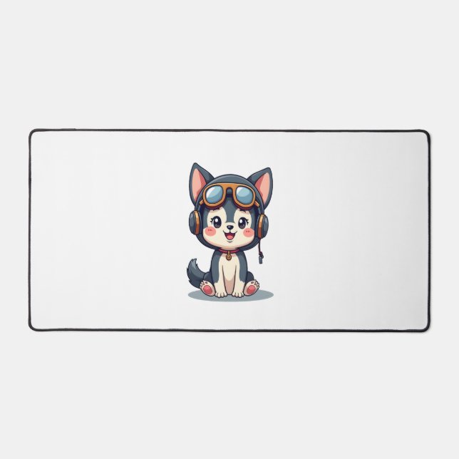 Husky Pilot Dog Lover Malamute Desk Mat (Front)