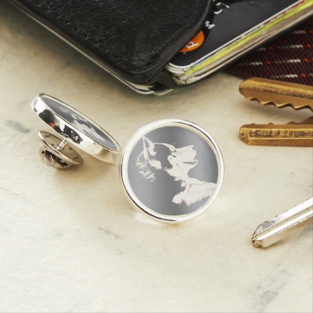 Husky Pins Husky Wolf Pup Lapel Pins (In Situ)