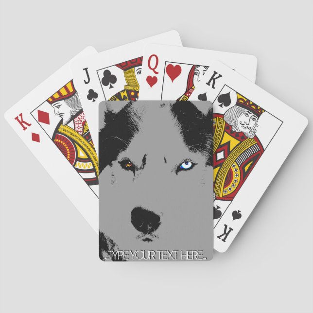 Husky Playing Cards Personalize Sled Dog Cards (Back)