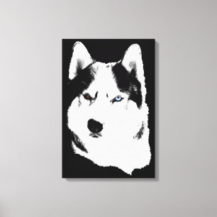 Husky Print Stretched Husky Malamute Dog Canvas