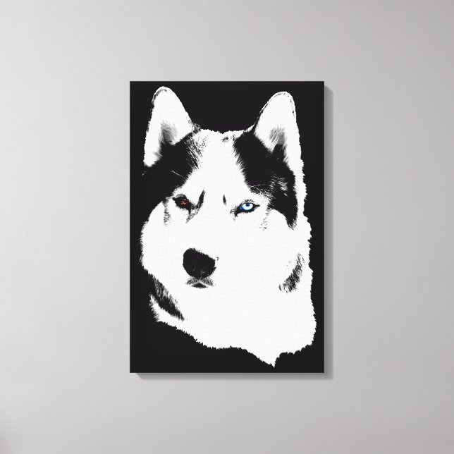 Husky Print Stretched Husky Malamute Dog Canvas (Front)