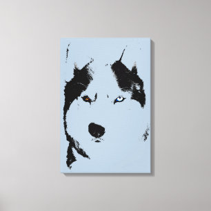 Husky Print Stretched Husky Malamute Dog Canvas