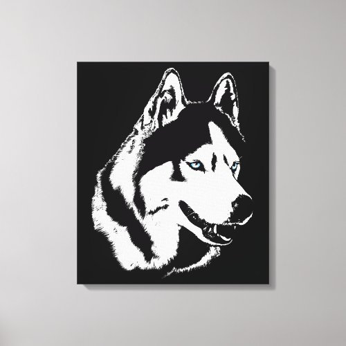 Husky Print Stretched Siberian Husky Dog Canvas