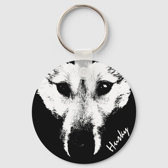 Husky Pup Keychain Husky Wolf Dog Custom Keychains (Front)
