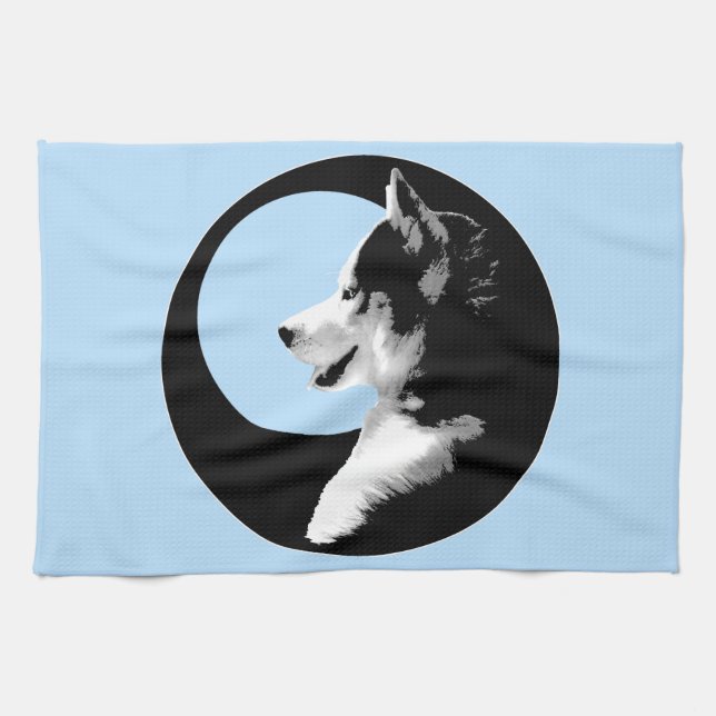 Husky Pup Towel Husky Malamute Tea Towel (Horizontal)