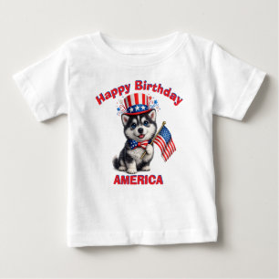Husky Puppy (2a) Patriotic Kid T-Shirt