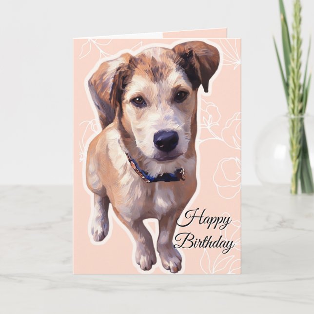Husky Puppy Folded Greeting Card (Front)